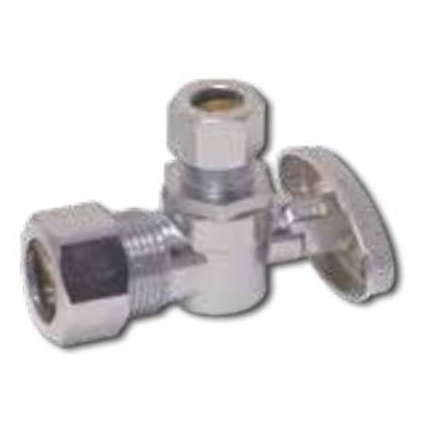 Quarter Turn Angle Stop, 1/2 x 3/8 in, Comp, Chrome