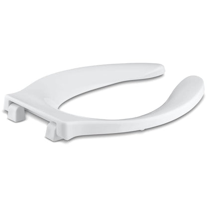 Stronghold Elongated Open-Front Toilet Seat with Integrated Handle and Self-Sustaining Check Hinge