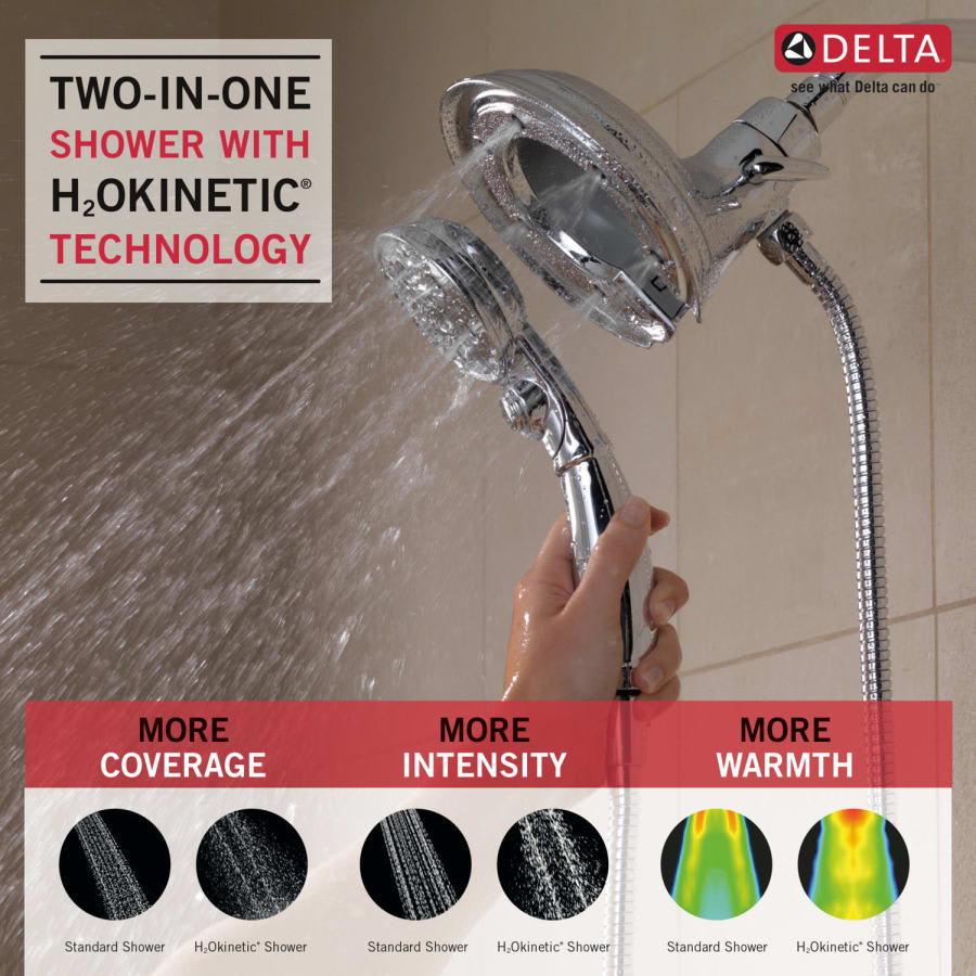 Universal Showering 2.5 GPM Multi Function 2-in1 In2ition Shower Head and Hand Shower with Magnetic Docking and H2Okinetic Technology