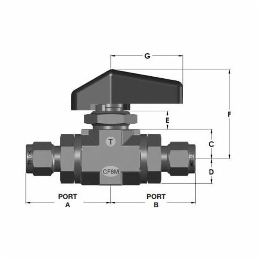 1-Piece Ball Valve, 3/8 in, Comp, Standard Port, Stainless Steel Ball, 316/316L Stainless Steel