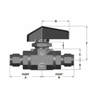 1-Piece Ball Valve, 1/2 in, Comp, Standard Port, Stainless Steel Ball, 316/316L Stainless Steel