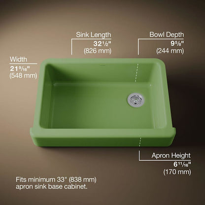 Whitehaven 32-1/2" Self-Trimming Farmhouse Single Basin Enameled Cast Iron Kitchen Sink