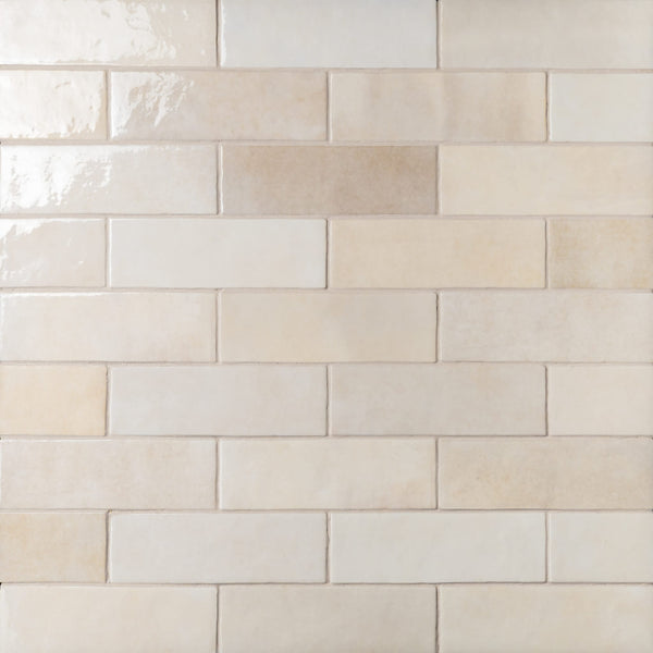 Cloé 2.5X8 Glossy Ceramic Tile in Creme