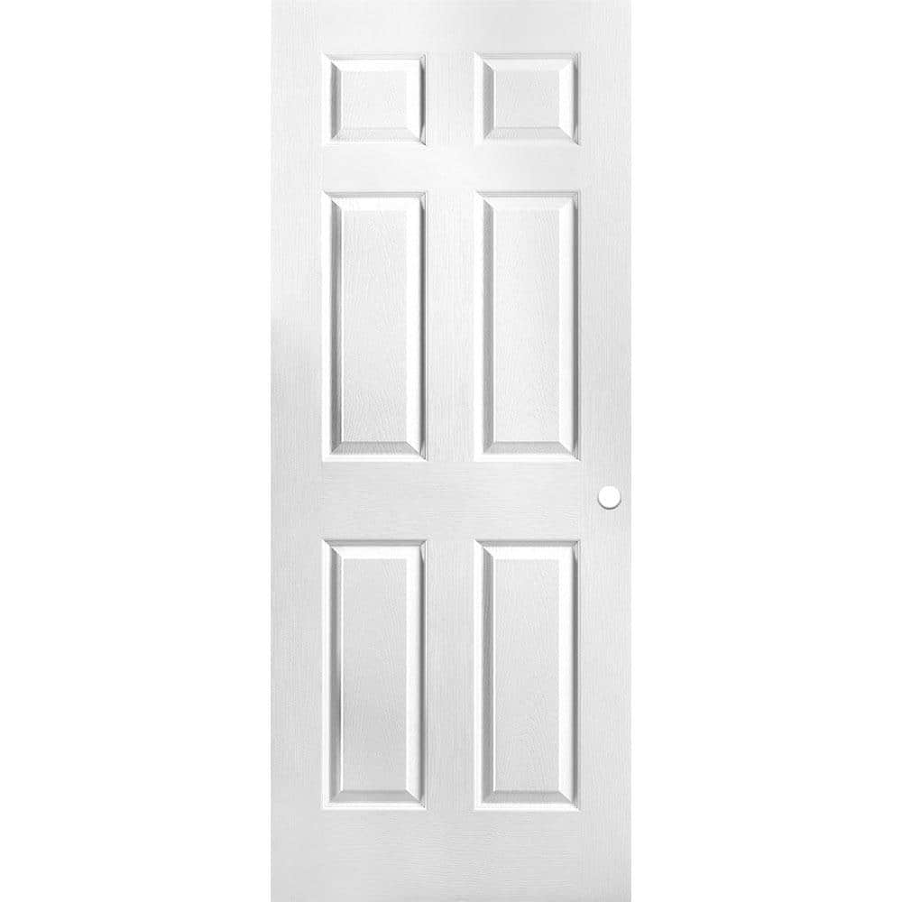32 in. x 80 in. 6 Panel Primed Textured Hollow Core Composite Interior Door Slab with Bore