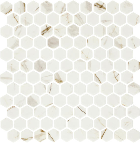 Uptown Glass Posh Spritzer Hexagon 1X1 Matte