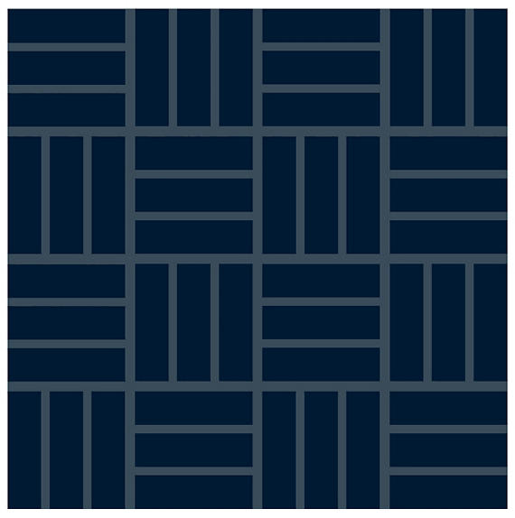 Color Wheel Mosaic Navy Herringbone 1X3 Glossy