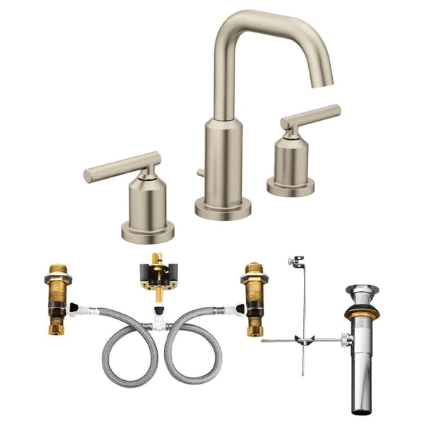 Gibson Widespread Bathroom Sink Faucet - Includes Pop-Up Drain (Pack of 2, Valves Included)