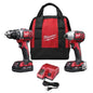 M18™ Cordless Combination Kit, Includes Compact Driver/Impact Driver, 18 VDC, 1.5 Ah Lithium-Ion, Brushed Motor