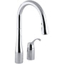 Simplice Two-Hole Kitchen Sink Faucet with 16-1/8" Pull-Down Swing Spout, DockNetik Secure Docking System, and a 3-Function Sprayhead Featuring Sweep Spray