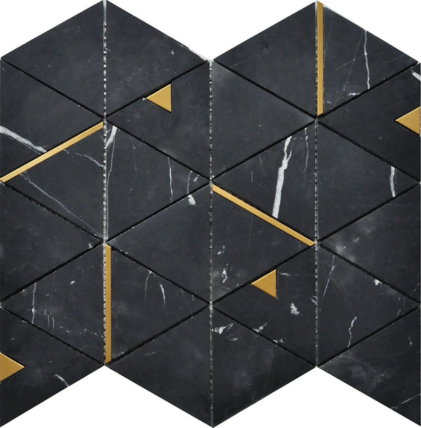 NERO MARQUINA TRIANGLE 12X14 MOSAIC