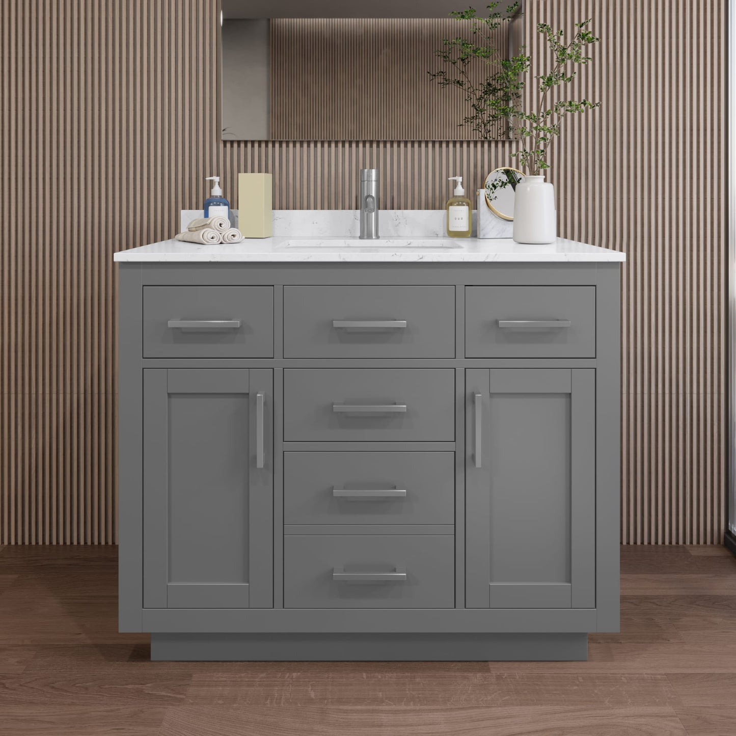 Beckett Single Bathroom Vanity with Toe Kick - 42W x 35H x 22D