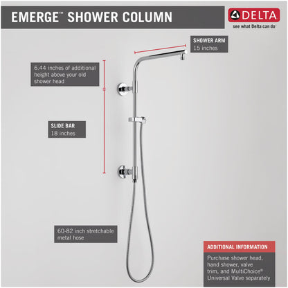 Emerge 18" Round Shower Column with Hose and Integrated Diverter - Less Shower Head and Hand Shower