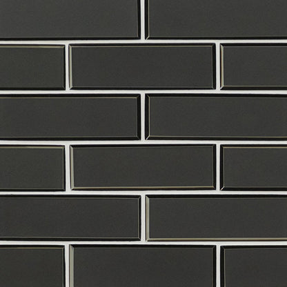 Metallic Gray Bevel Subway Tile