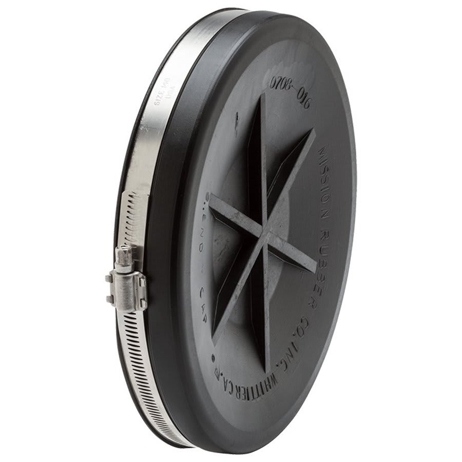 Band-Seal® End Cap, 5 in, Cast Iron/Plastic/Steel, Rubber