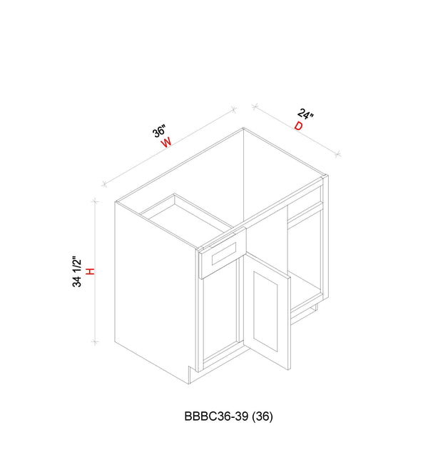 Blind Base Corner Cabinet - 36"W x 34- 1/2"H x 24"D