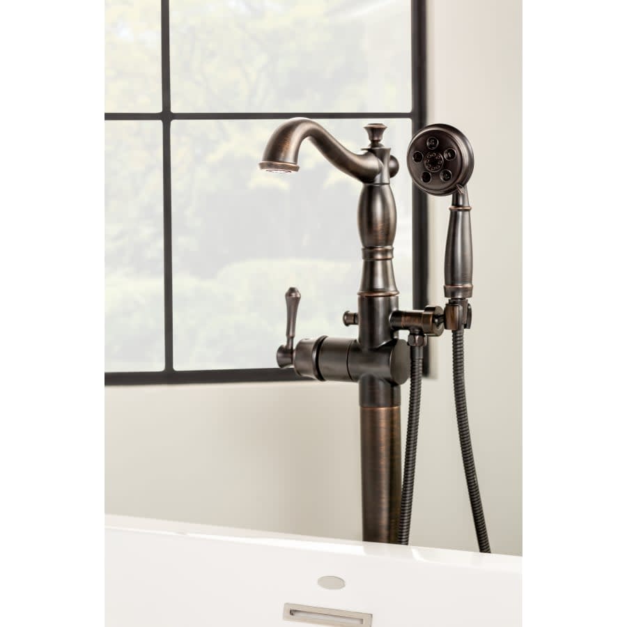 Cassidy Floor Mounted Tub Filler with Integrated Diverter and Hand Shower - Less Rough In