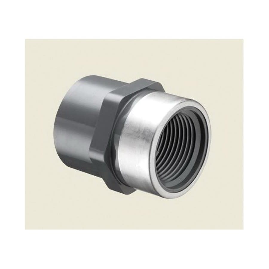 Female Adapter, 1 in, Socket x Stainless Steel Reinforced FNPT, SCH 80/XH, PVC