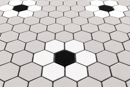 Flower White and Grey with Black Dot