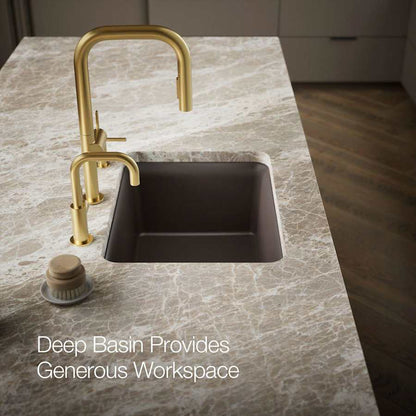 Cairn 24-1/2" Undermount Single Bowl Neoroc Granite Composite Kitchen Sink with Bottom Sink Rack