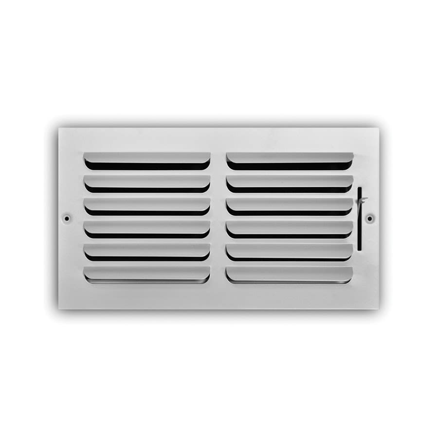 1-Way Curved Blade Supply Register, 14 x 6 in, Horizontal Blades, 7/8 in Spacing, Multi Shutter Damper, Steel, White