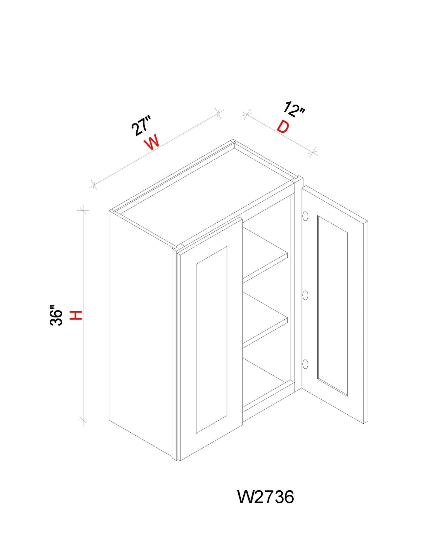 Wall Cabinet - 27"W x 36"H x 12"D