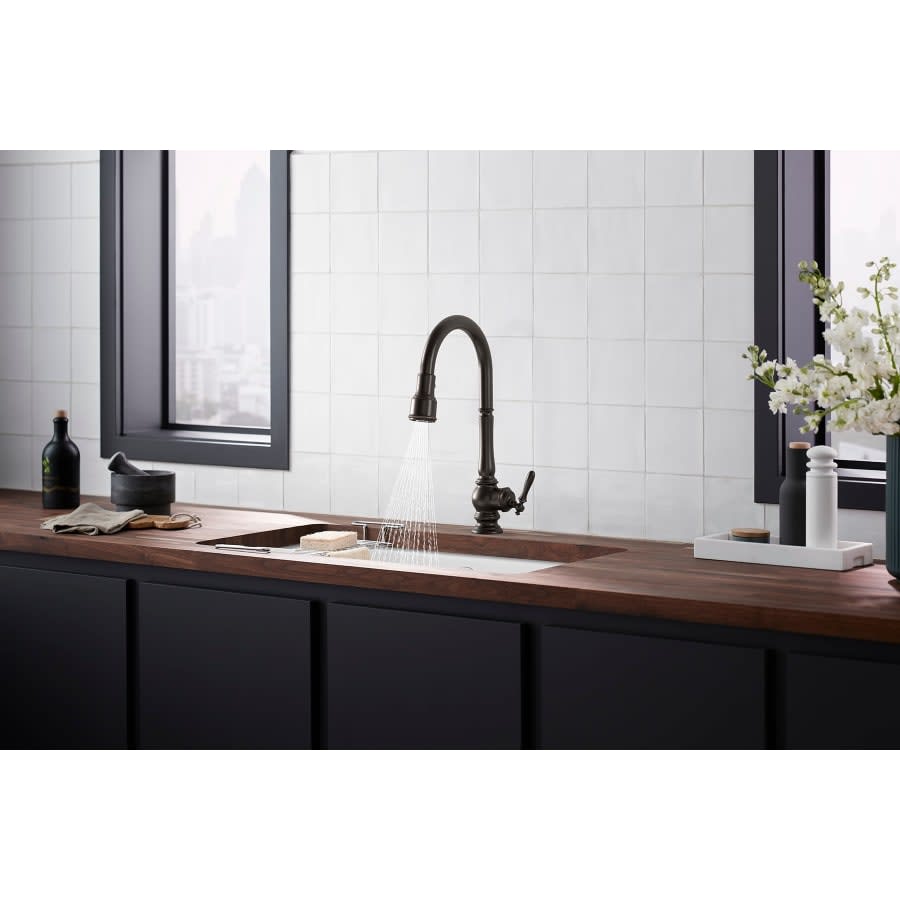 Artifacts Touchless 1.5 GPM Single Hole Pull Down Kitchen Faucet with Three-Function Spray Head