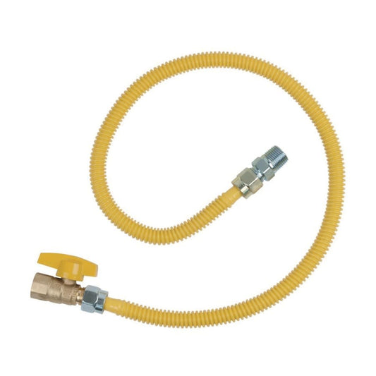 Gas Flex with Ball Valve, 3/8 in ID, 1/2 in, MNPT x FNPT, 18 in L