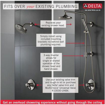 Emerge 18" Angular Shower Column with Hose and Integrated Diverter - Less Shower Head and Hand Shower