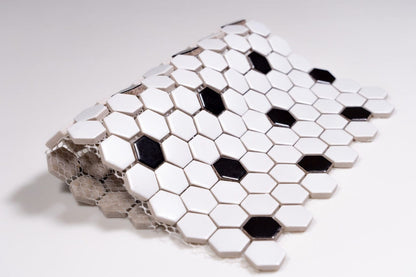 1x1 White and Black Hexagon