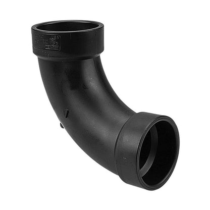 DWV Long Turn 90 deg Elbow, 2 in, Hub, ABS
