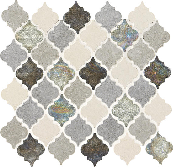 Decorative Accents Gris Et Blanc Raindrop, Straight Edge 1X2 Mix