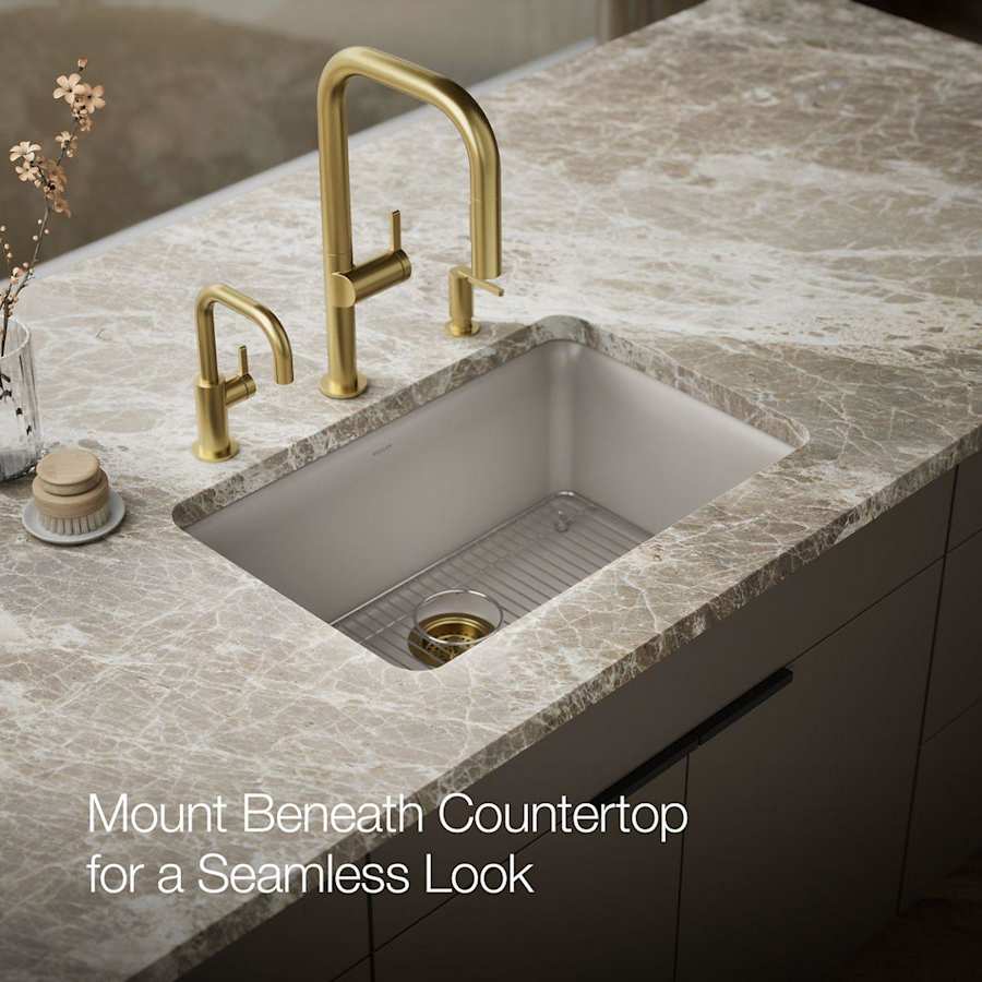 Cairn 27-1/2" Undermount Single Bowl Neoroc Granite Composite Kitchen Sink with Bottom Sink Rack