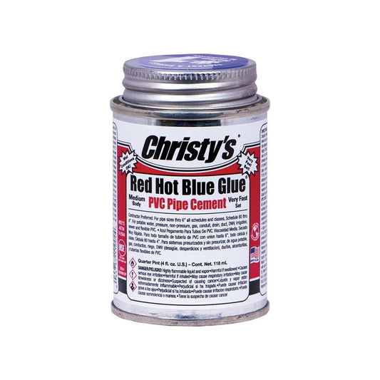 Red Hot Blue Glue® Medium Body Cement, 1/4 pt, Deep Blue, For PVC