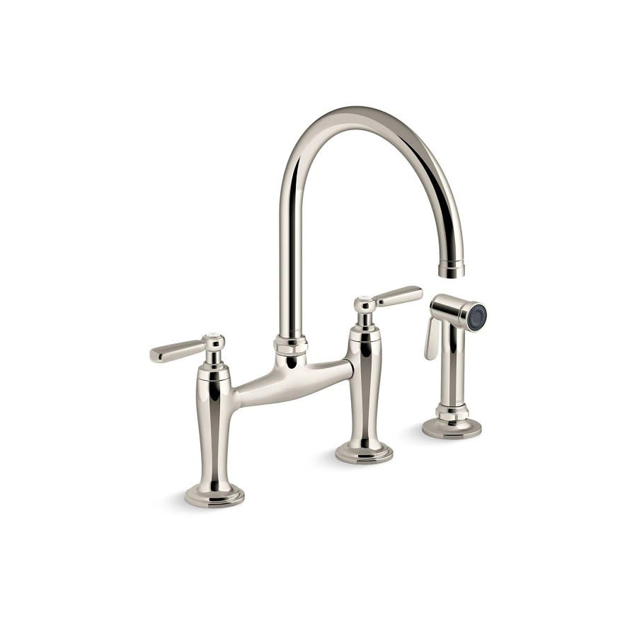 Edalyn™ by Studio McGee Kitchen Faucet, Deck Mount, ADA, 2 Lever Handle, 2-Hole, Vibrant Polished Nickel