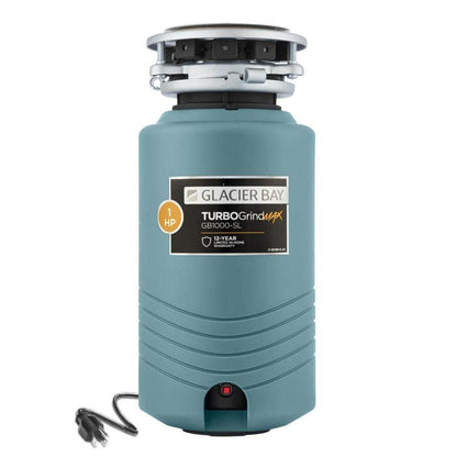 Glacier Bay TurboGrind Max 1 hp. Continuous Feed Garbage Disposal with Power Cord