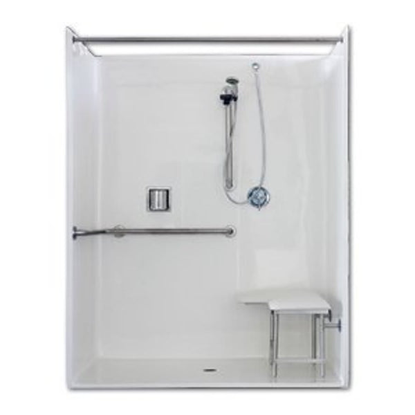 Shower Stall, ADA, Fiberglass, White