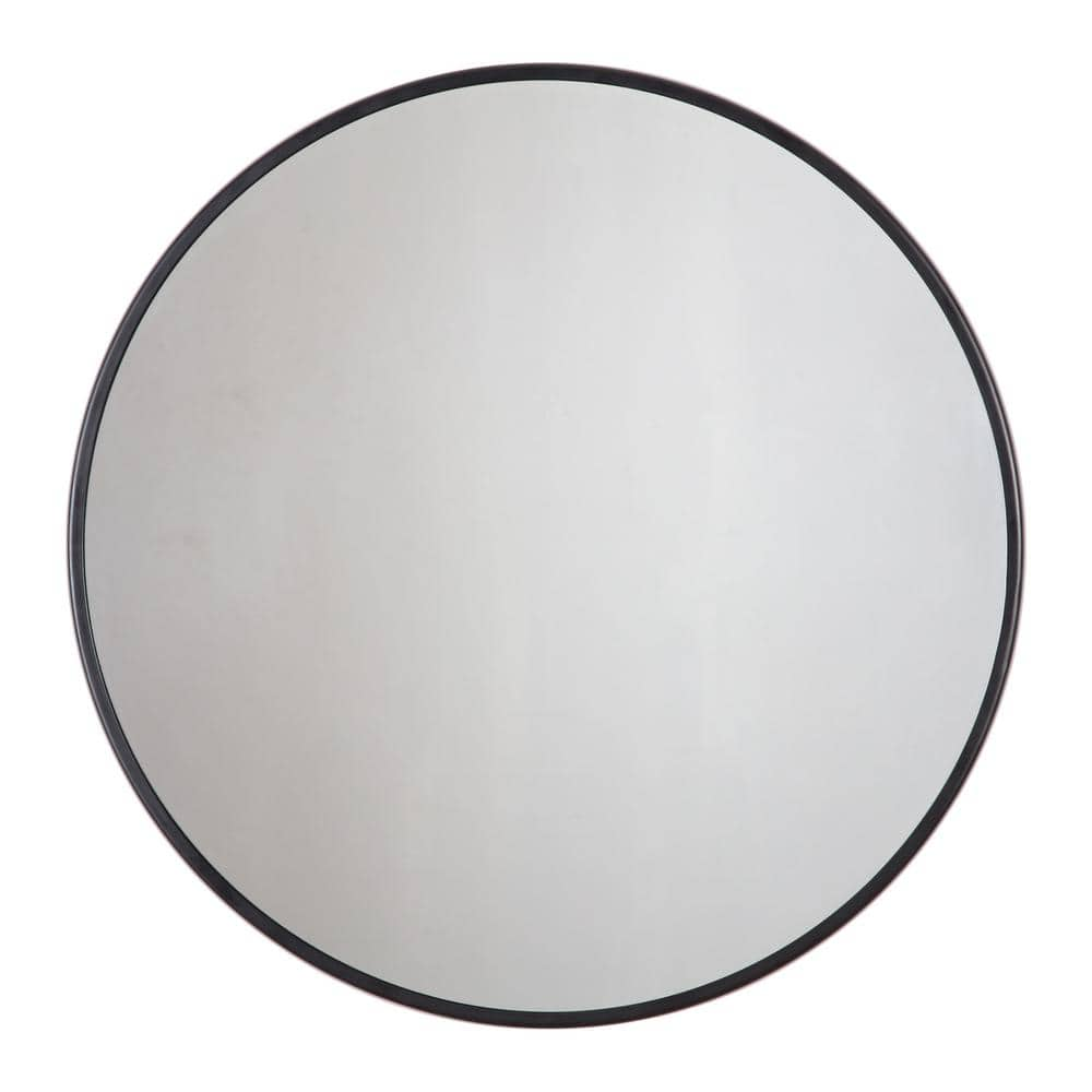 30 in. x 30 in. Modern Round Framed Adelina Black Circular Accent Mirror