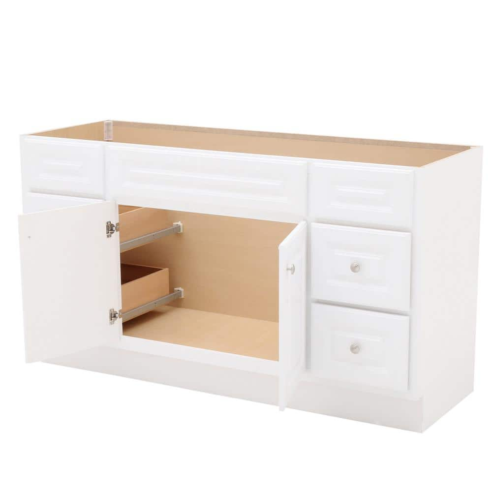 Hampton 60 in. W x 21 in. D x 33.5 in. H Bath Vanity Cabinet without Top in White