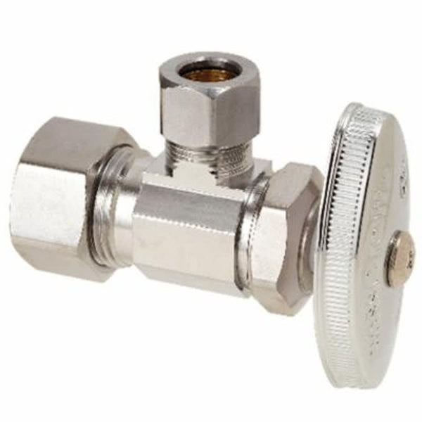 Multi Turn Angle Stop, 5/8 x 3/8 in, Comp, Chrome