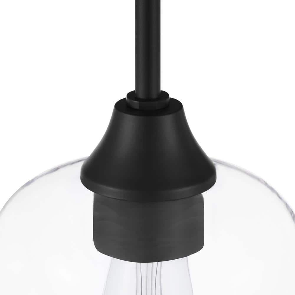 Pavlen 5.5 in. 1-Light Black Mini Pendant with Clear Glass Shade