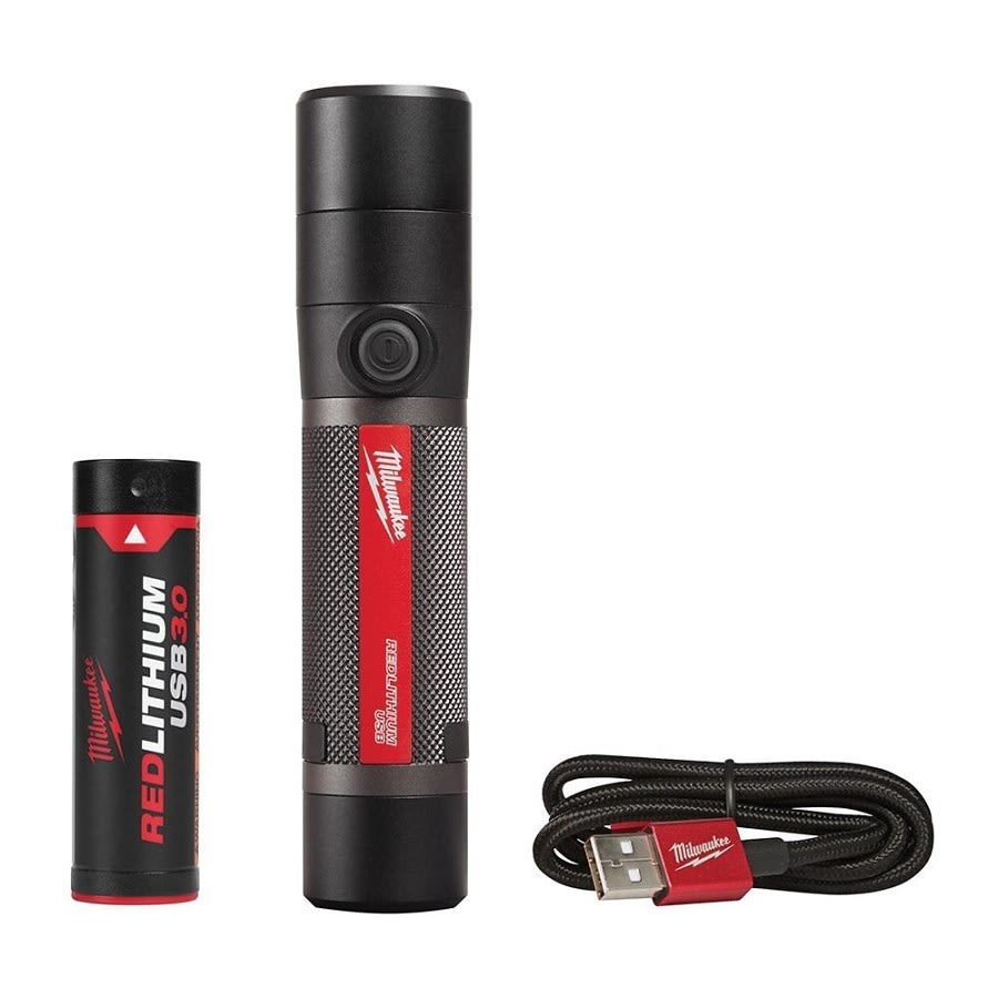 Cordless USB Rechargeable Compact Flashlight, LED Bulb, Aluminum Housing, 800 Lumens, 1 Bulb