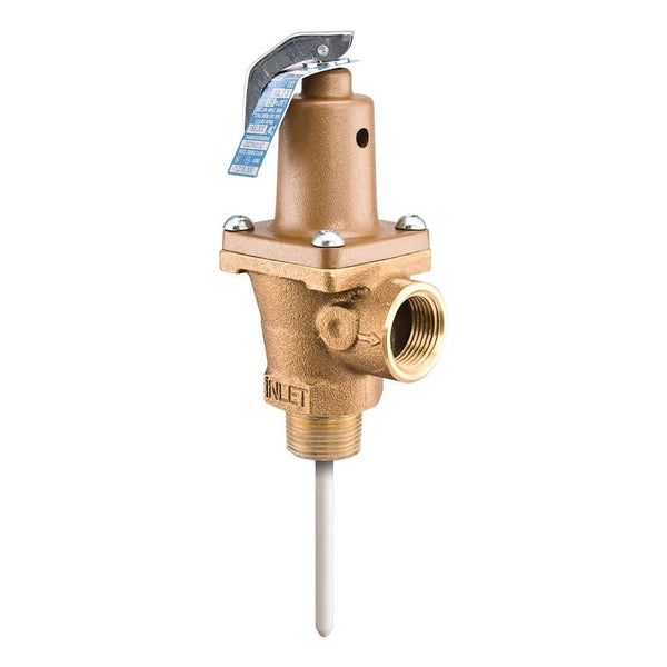 Temperature & Pressure Relief Valve, 3/4 in, MNPT x FNPT, Brass