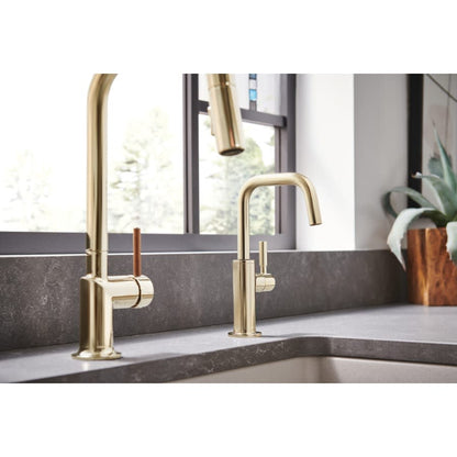 Odin 1.8 GPM Single Hole Pull Down Kitchen Faucet with Square Spout - Less Handle