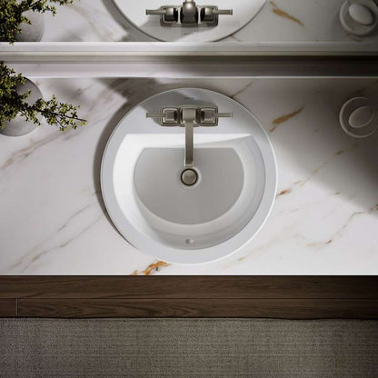 Bryant 18-7/8" Circular Vitreous China Drop In Bathroom Sink with Overflow and 3 Faucet Holes at 4" Centers