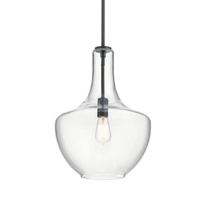 Everly Single Light 14" Wide Pendant with Bell Glass Shade