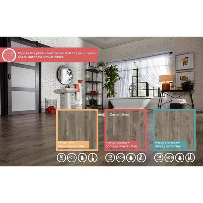 Outlast+ Vintage Pewter Oak 12 mm T x 7.4 in. W Waterproof Laminate Wood Flooring (19.6 sqft/case)