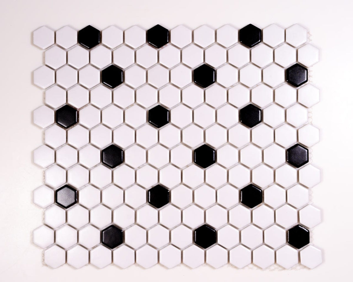 1x1 White and Black Hexagon