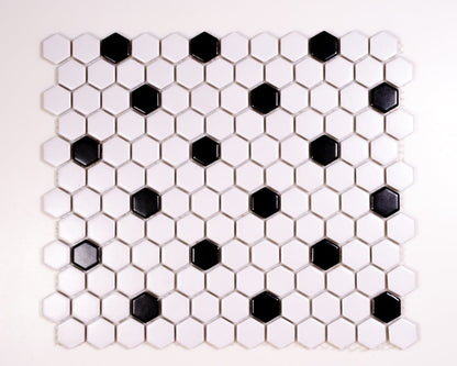 1x1 White and Black Hexagon