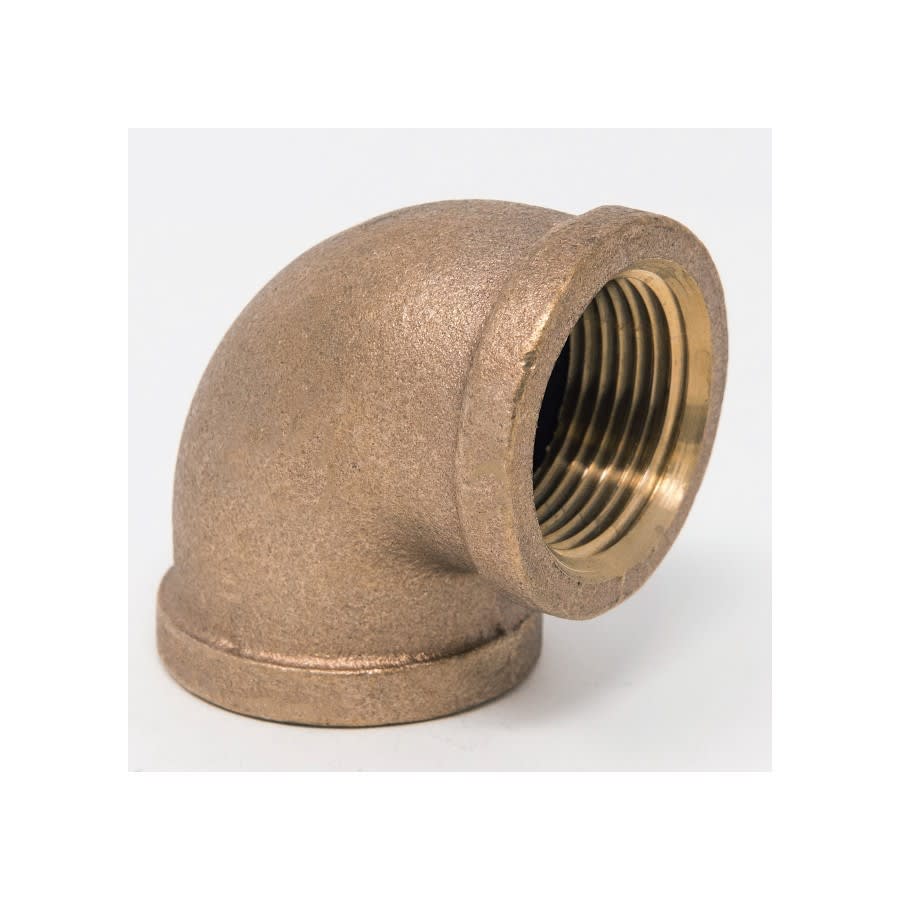 90 deg Elbow, 1/2 x 3/8 in, FNPT, Lead Free Brass, Rough Brass