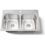 Verse 33" Double Basin Drop In Stainless Steel Kitchen Sink With Single Faucet Hole